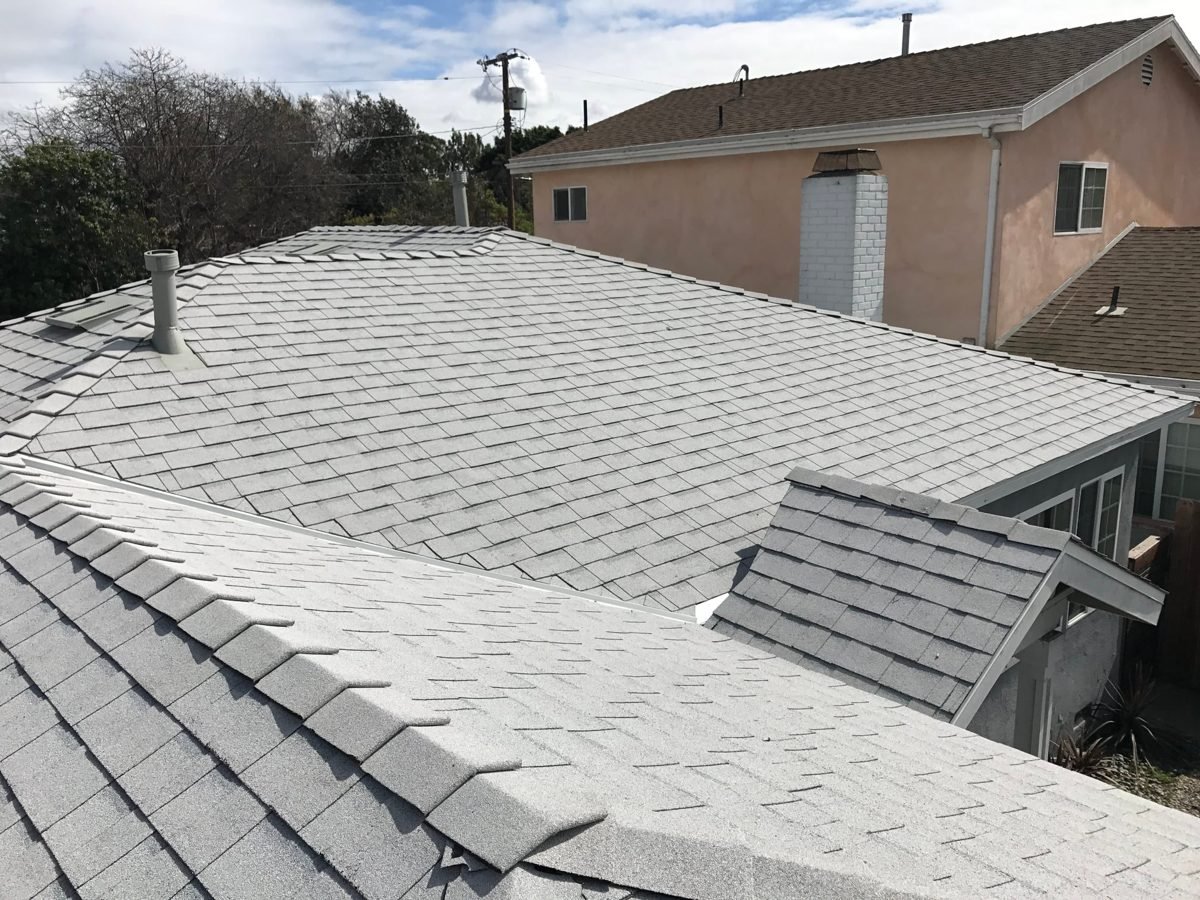 New architectural shingle roof on a single-story Valley home, with the matching re-roofed garage